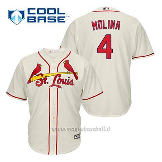 Maglia Baseball Uomo St. Louis Cardinals Yadier Molina 4 Crema Alterner Cool Base